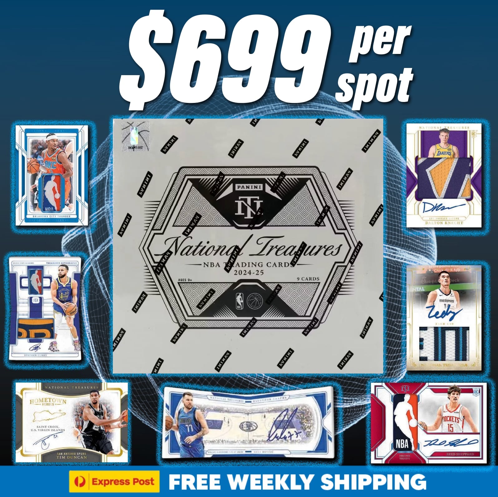 24/25 National Treasures Hobby 10 Spotter (14,718) 3 Teams Each - Fresh Case