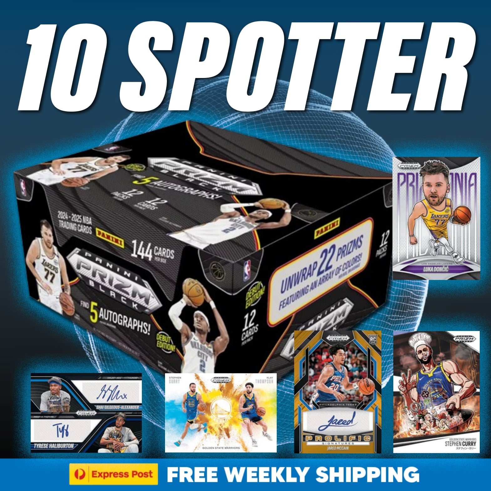 Prizm Black Hobby 10 Spot (14,789) 5 Autos Per Box!