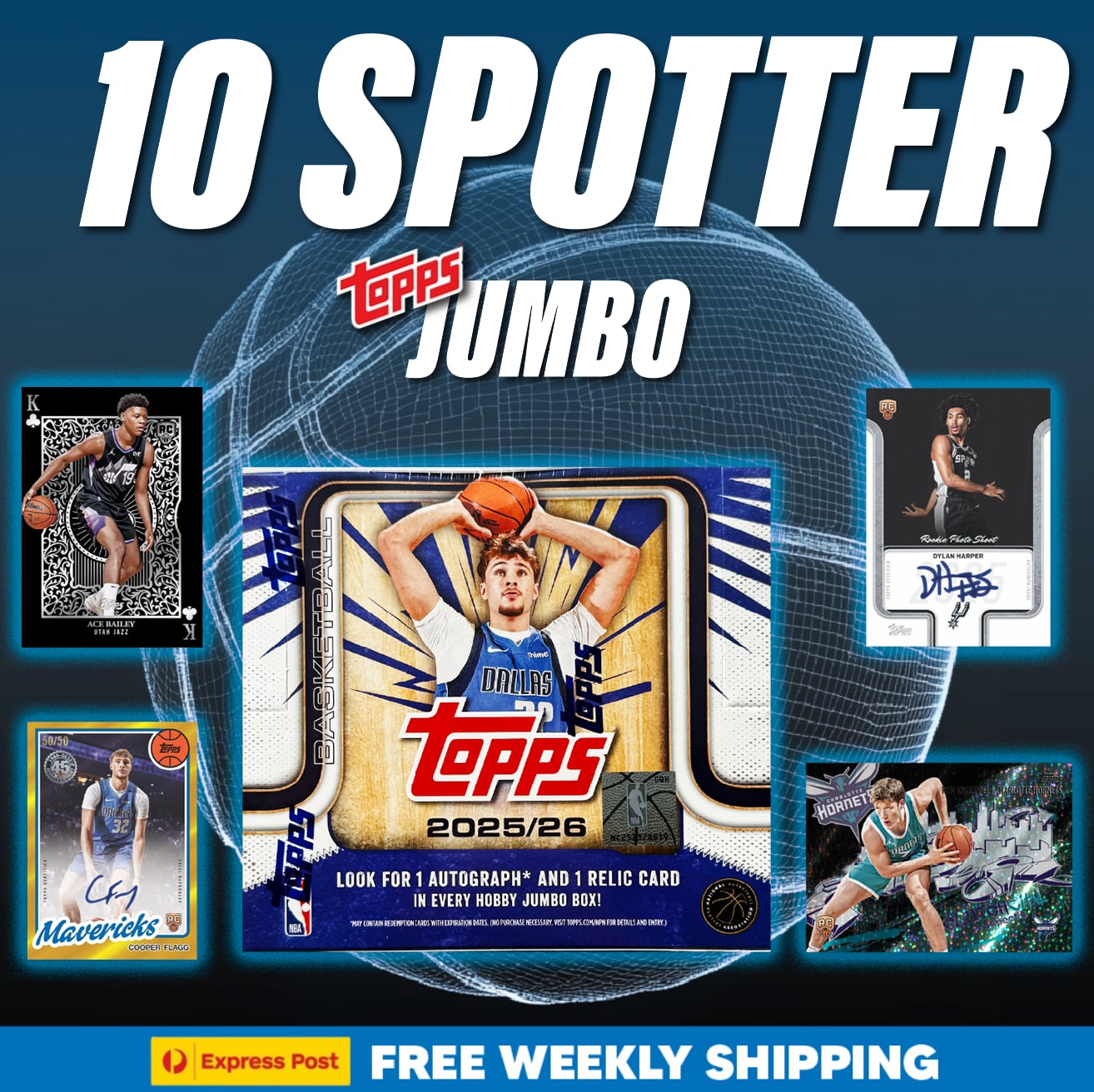 Topps Flagship Jumbo 10 Spot (14,810) 1 Auto and 1 Relic Per Box